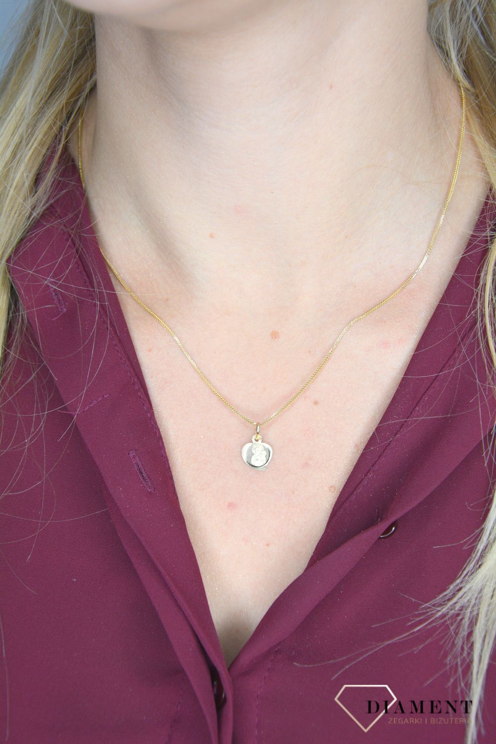 Zawieszka złota medalik Matka Boska w sercu 'Dwustronny medalik' ZA 5264.jpg